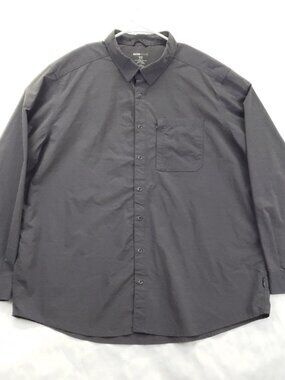 Swiss Tech Shirt Men 3XL Charcoal Stretch Long Sleeve Pocket Classic Button-Up
